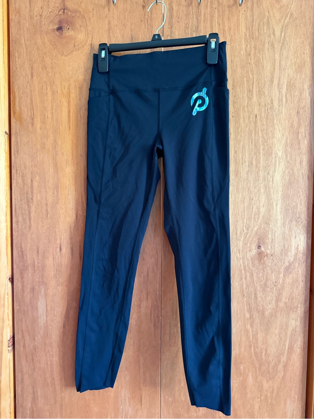 Peloton Black Leggings with White Logo Print